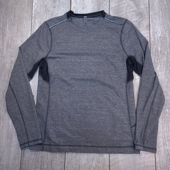Lululemon Shirt Mens Medium Dark Gray Crew Long Sleeve Performance Athletic Top - Picture 2 of 6